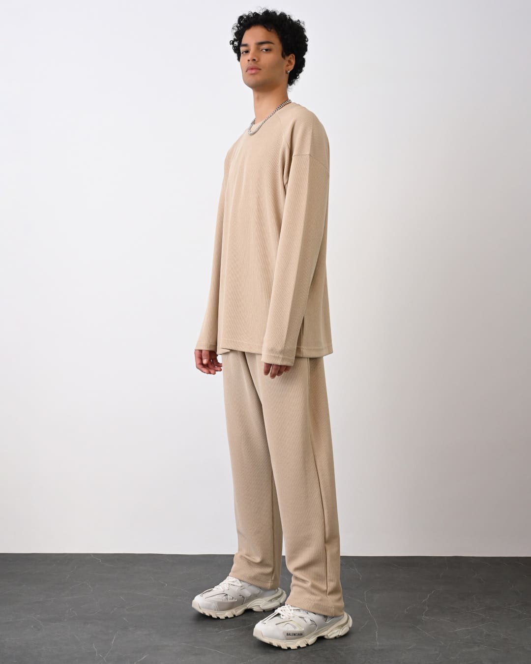 Oversize Langarmshirt - Beige