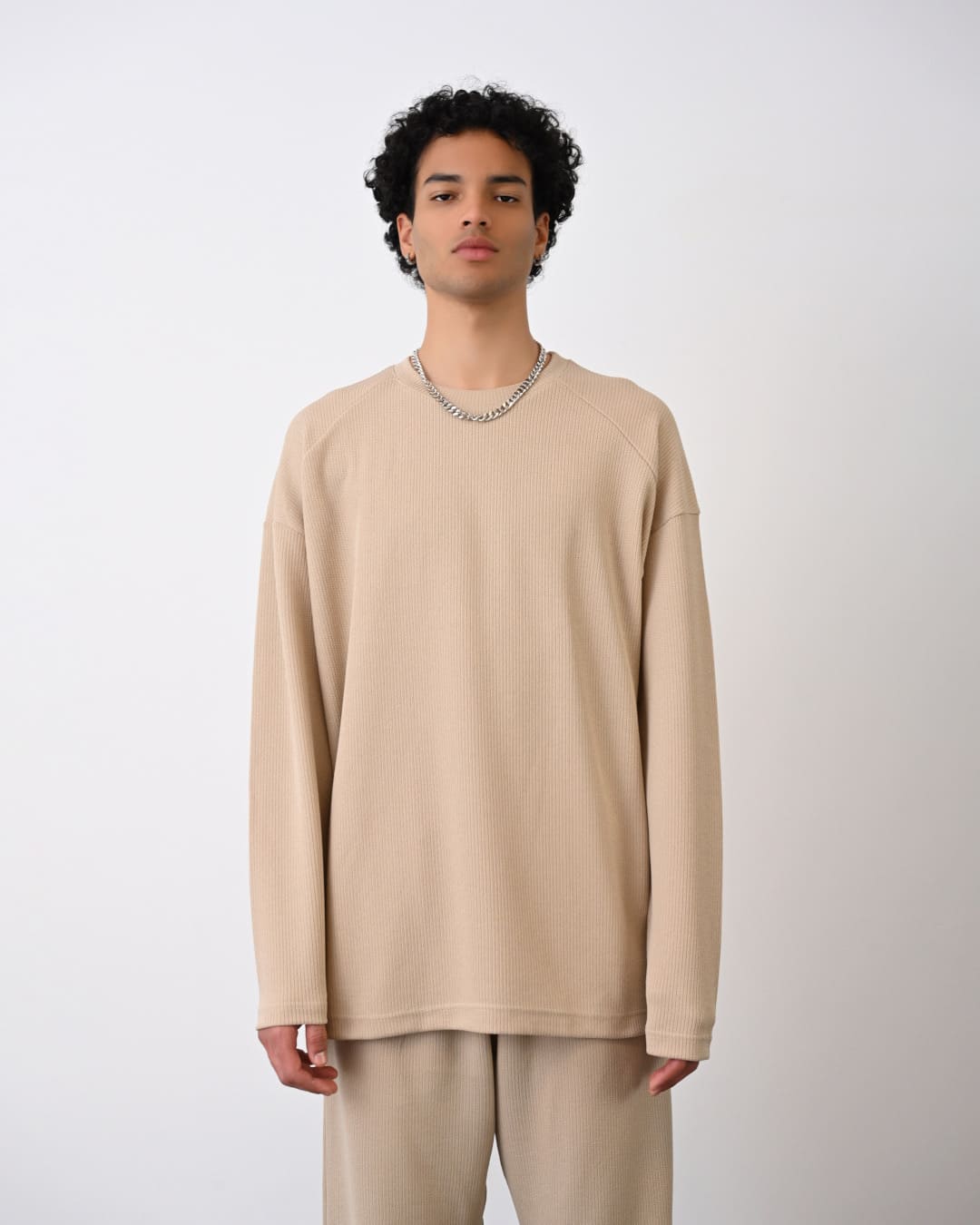 Oversize Langarmshirt - Beige
