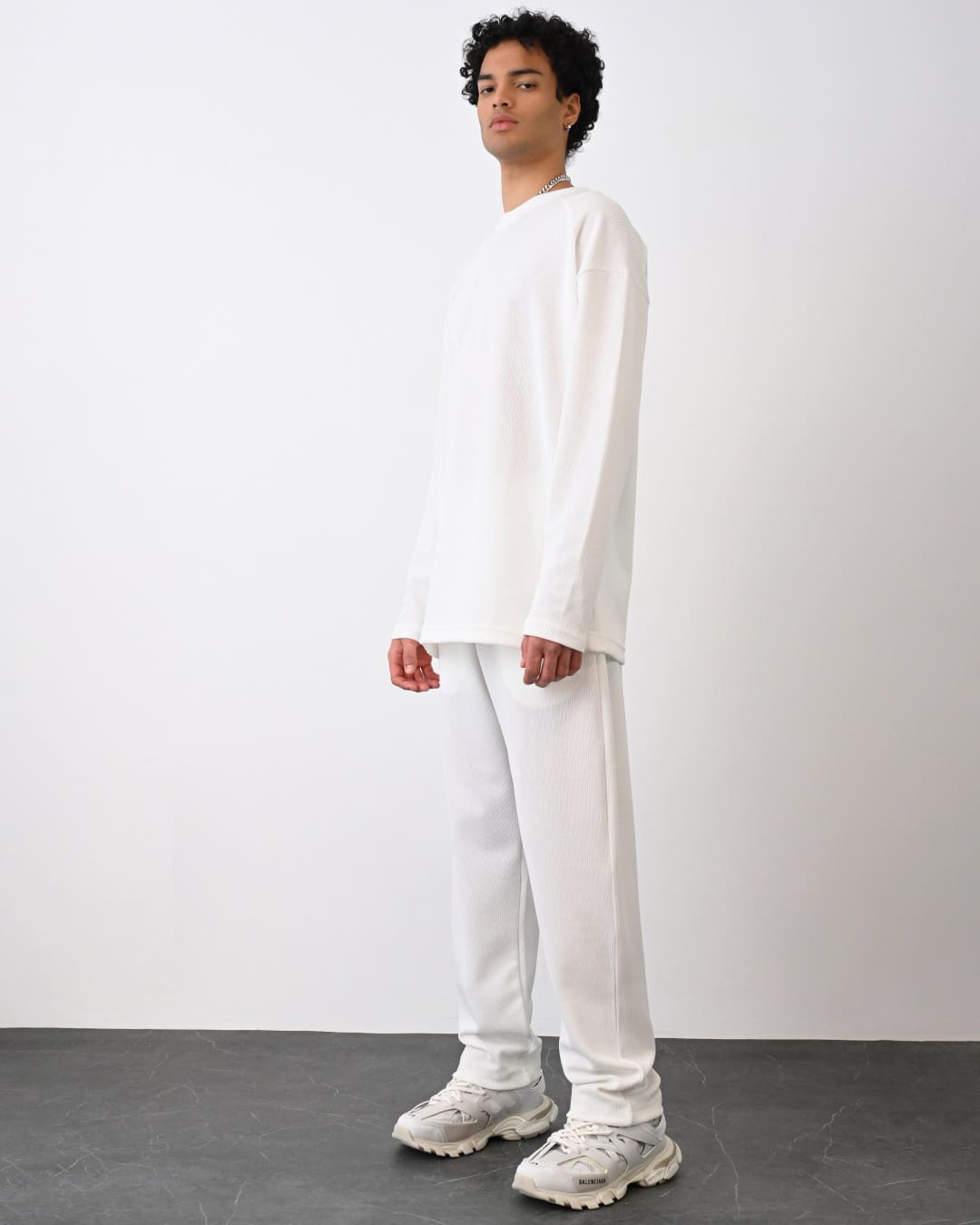 Oversize Langarmshirt - Weiß