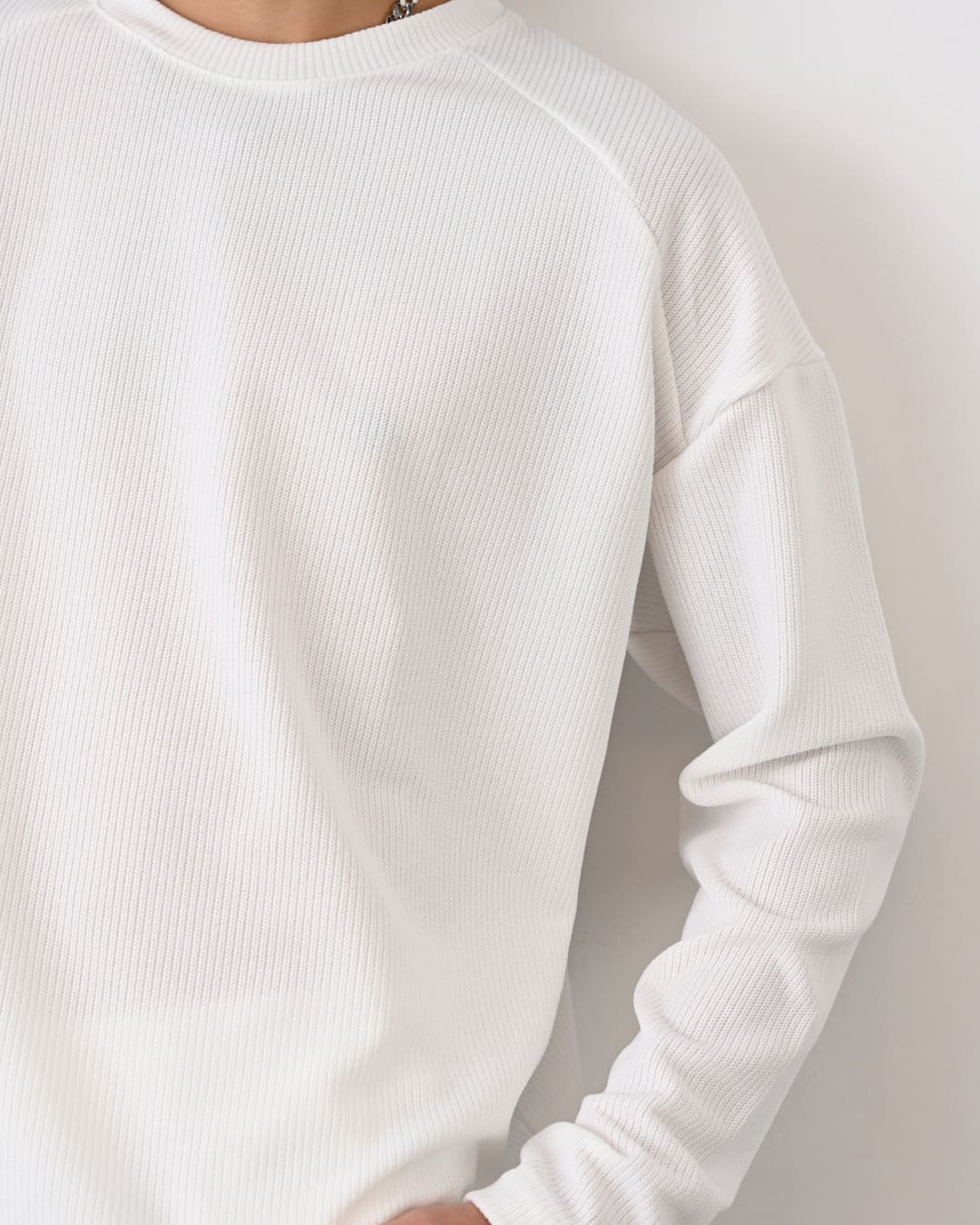 Oversize Langarmshirt - Weiß