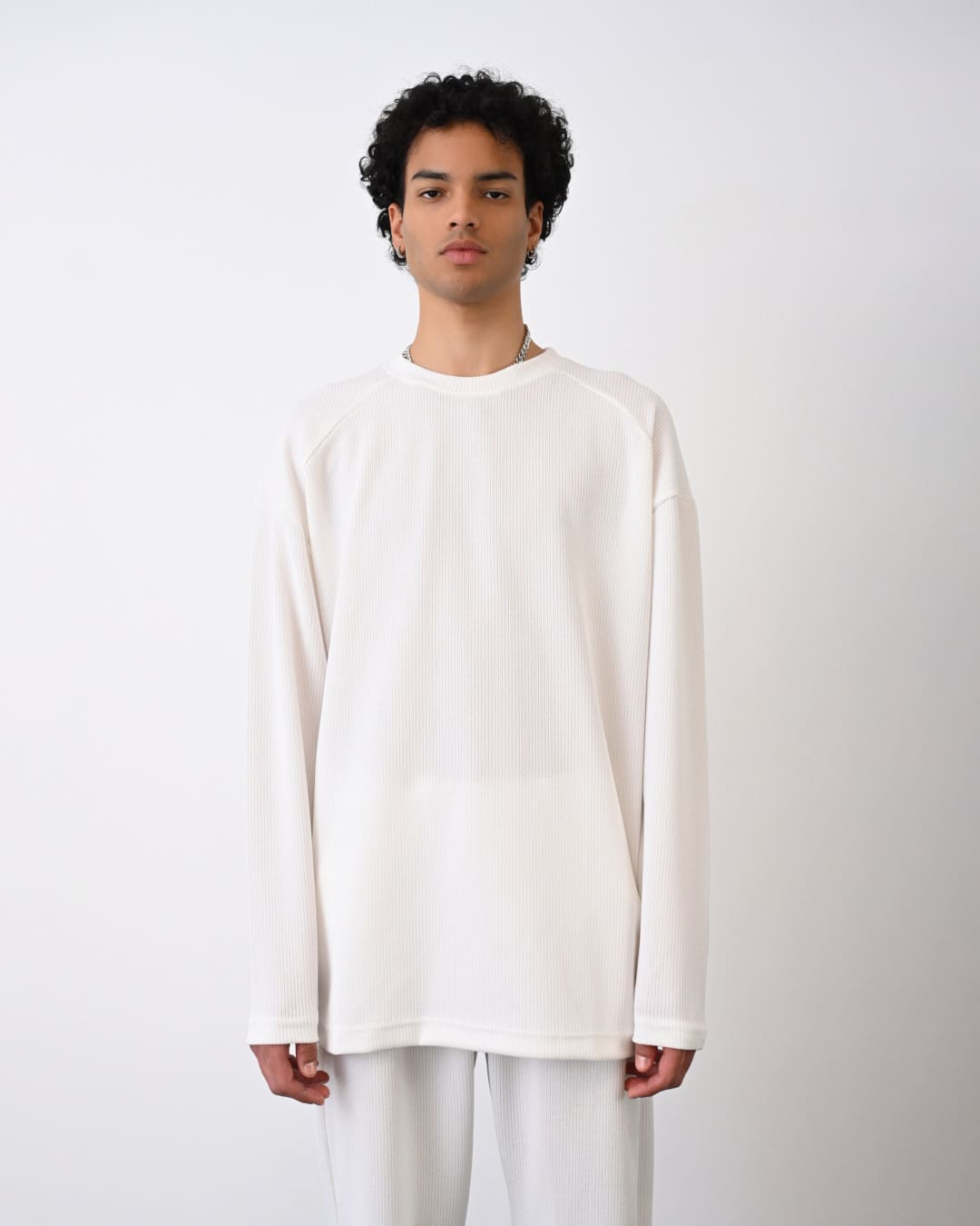 Oversize Langarmshirt - Weiß