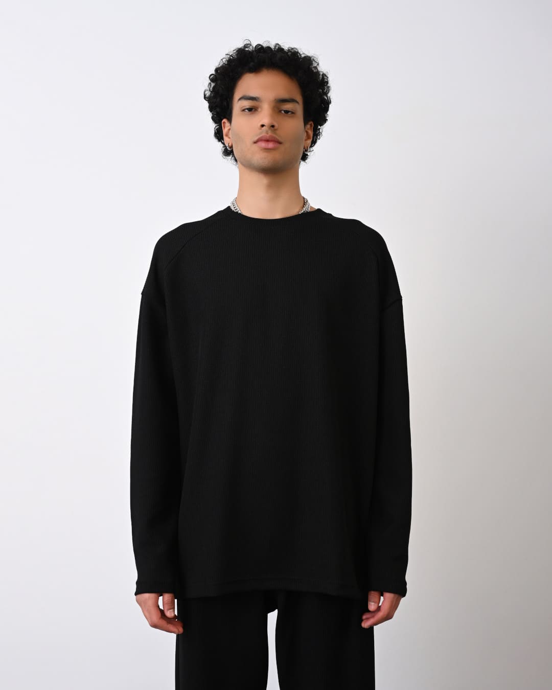Oversize Langarmshirt - Schwarz