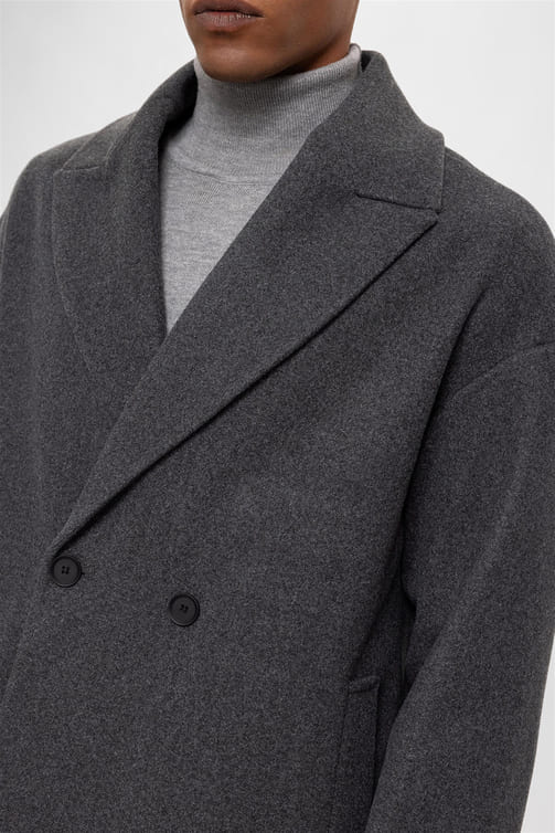 Mantel mit zweireihigen Knöpfen Oversize - Grau