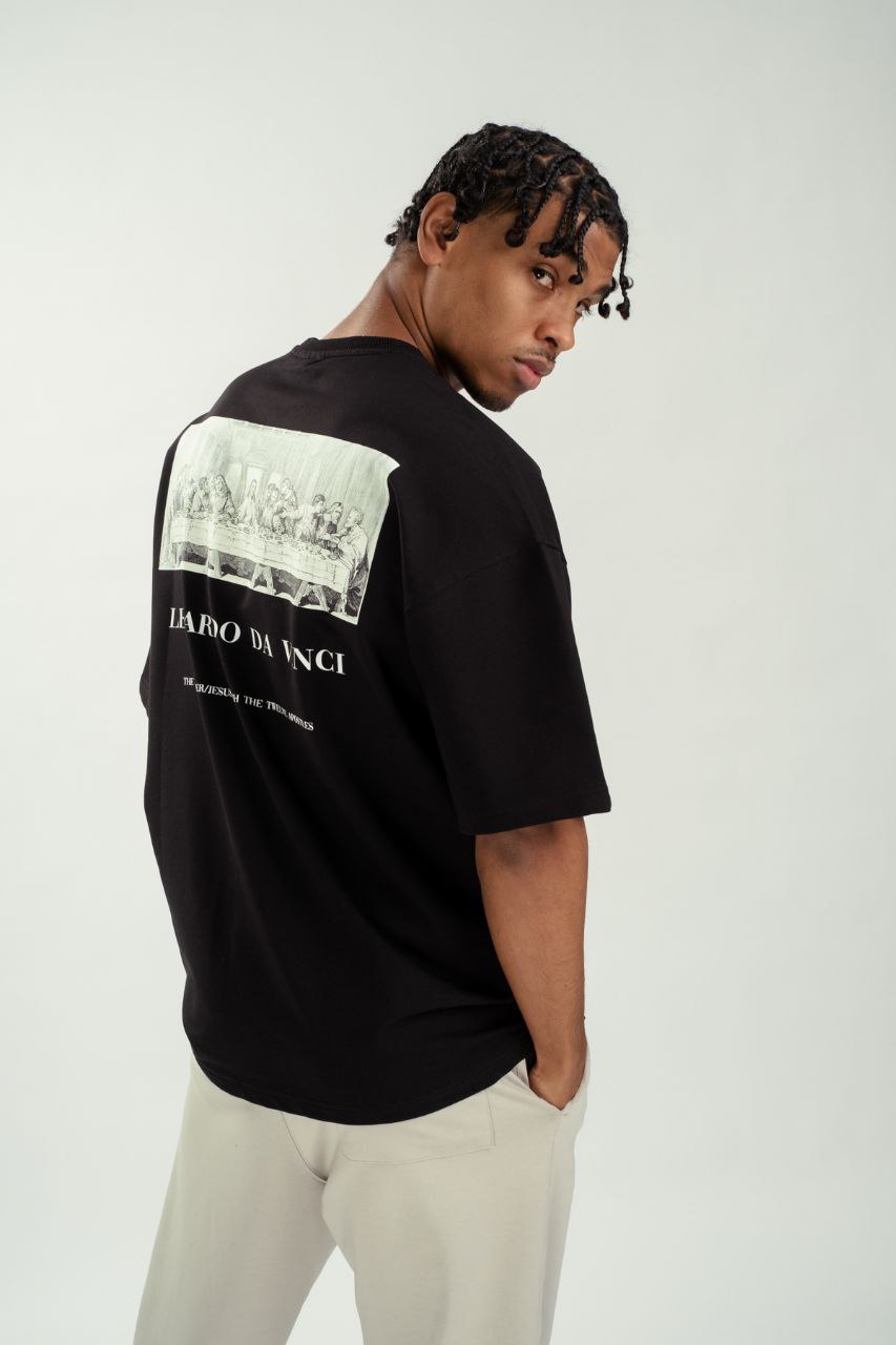 Oversize T-Shirt Da Vinci - Schwarz