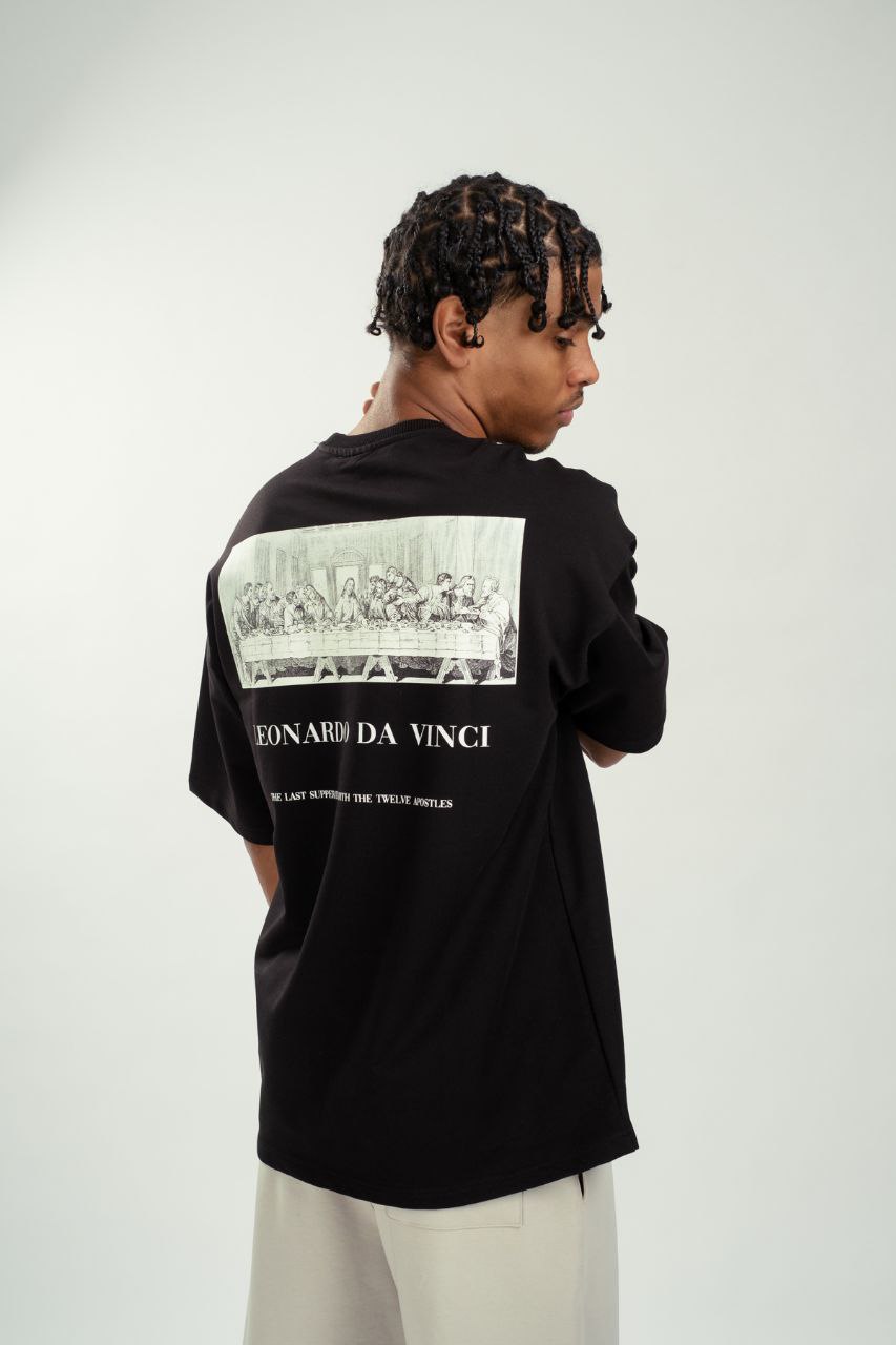 Oversize T-Shirt Da Vinci - Schwarz